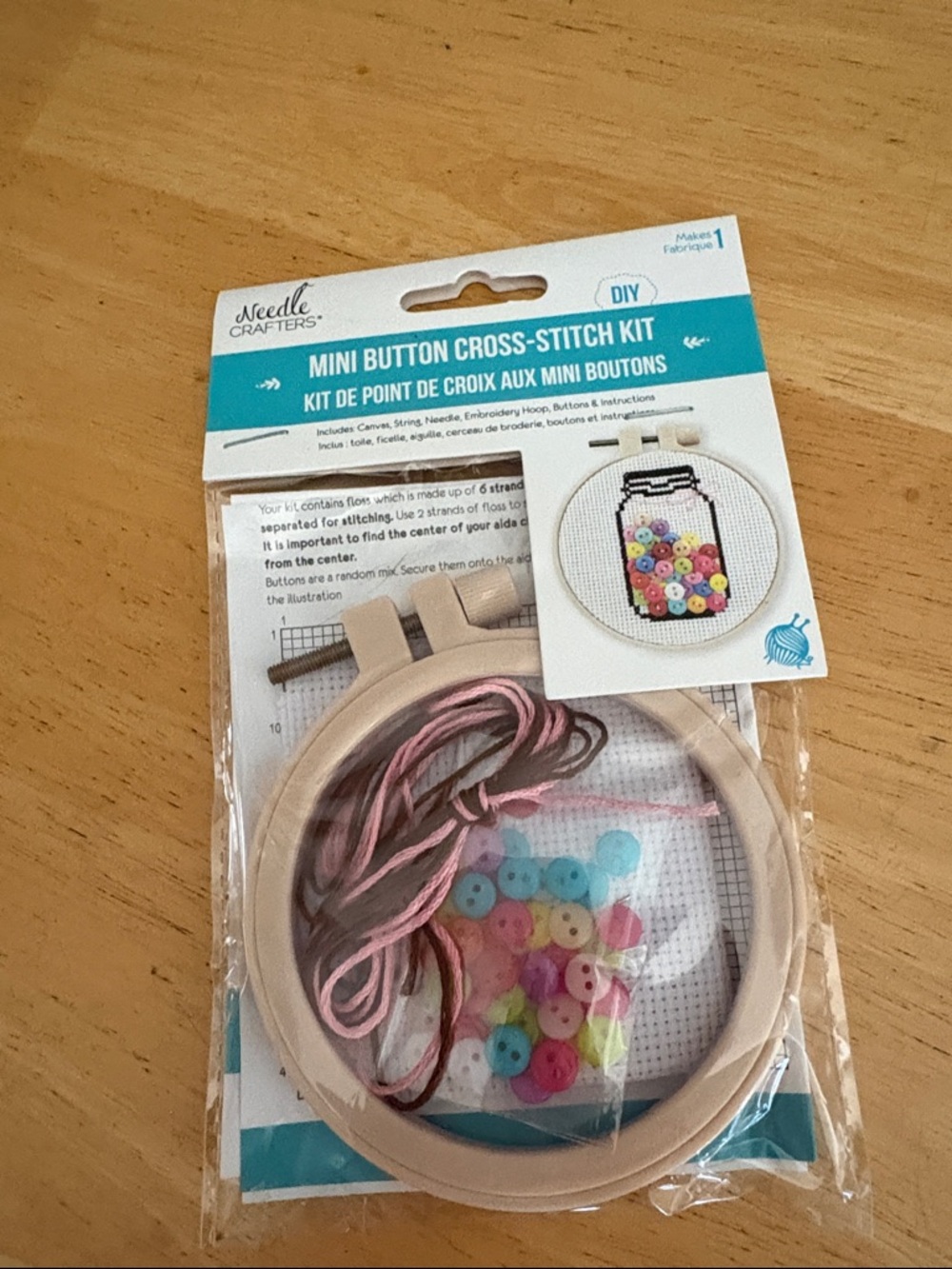 Mini Button Cross-Stitch Kit - Pastel Multi - Picture 4 of 7